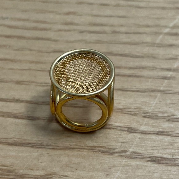 Vintage Dollhouse Miniature Furniture 2  Rocking Chairs & Table Gold Brass Tone - Picture 4 of 8